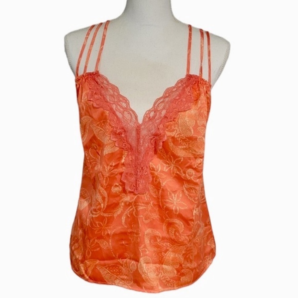 Free People size S Coral floral print strappy sleeveless Off The Coast Camisole - Picture 2 of 16